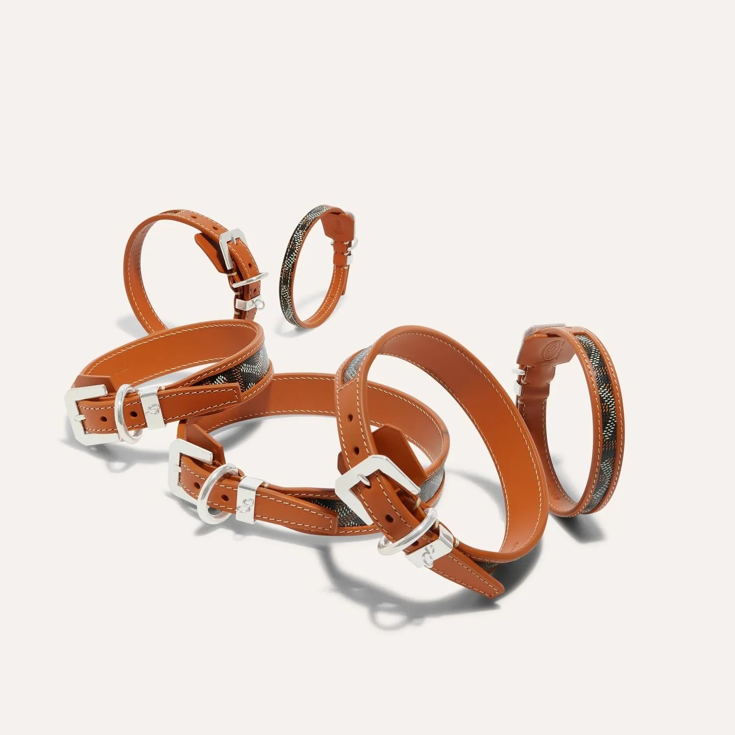 Coleira & Guia Goyard Edmond Preto e Tan